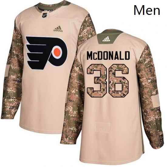 Mens Adidas Philadelphia Flyers 36 Colin McDonald Authentic Camo Veterans Day Practice NHL Jersey